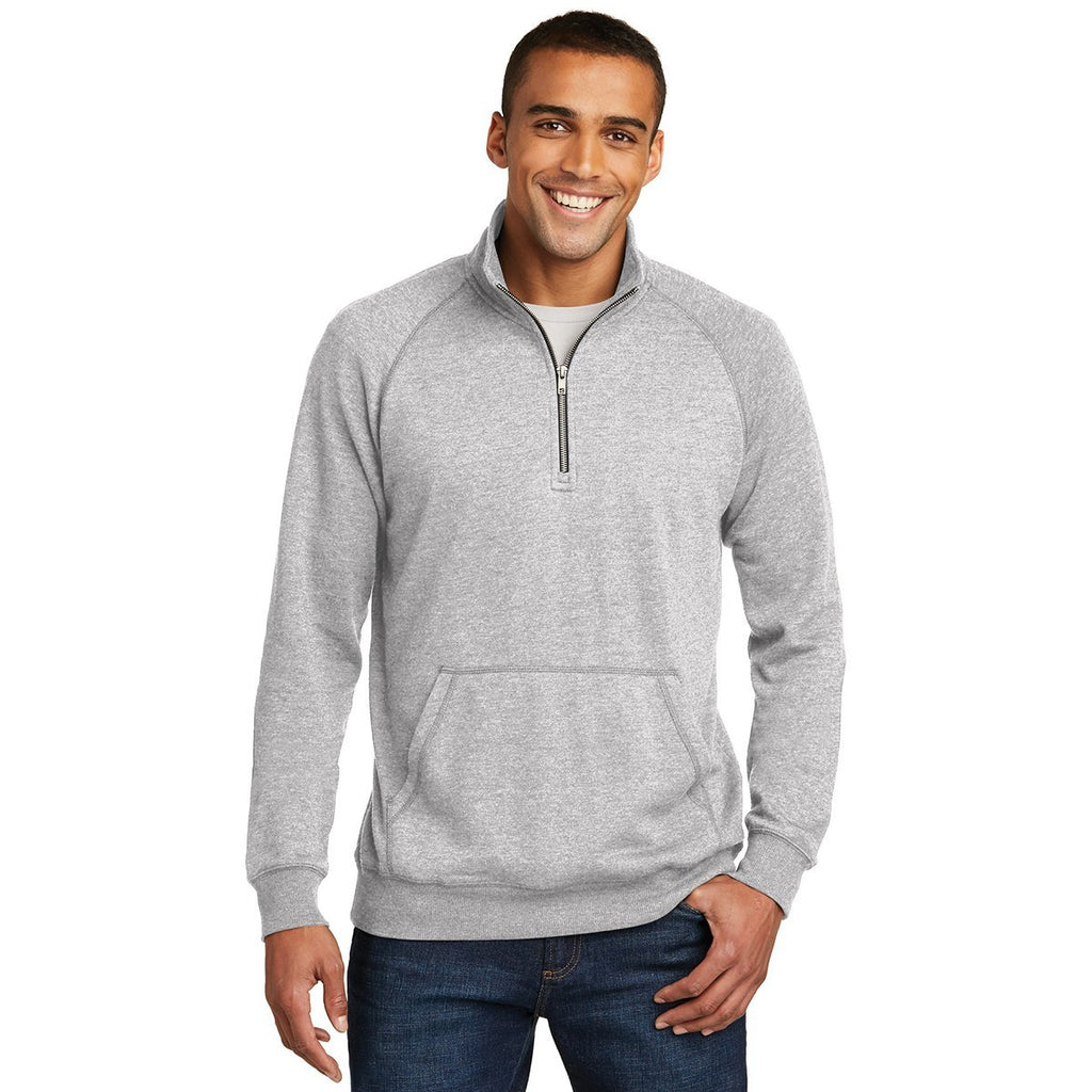 District Made Men's Heathered Grey Lightweight Fleece Quarter-Zip