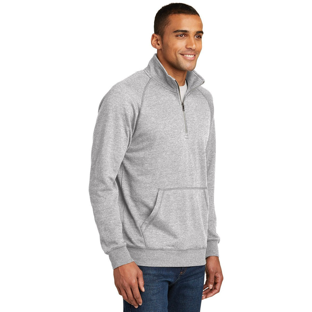 District Made Men's Heathered Grey Lightweight Fleece Quarter-Zip