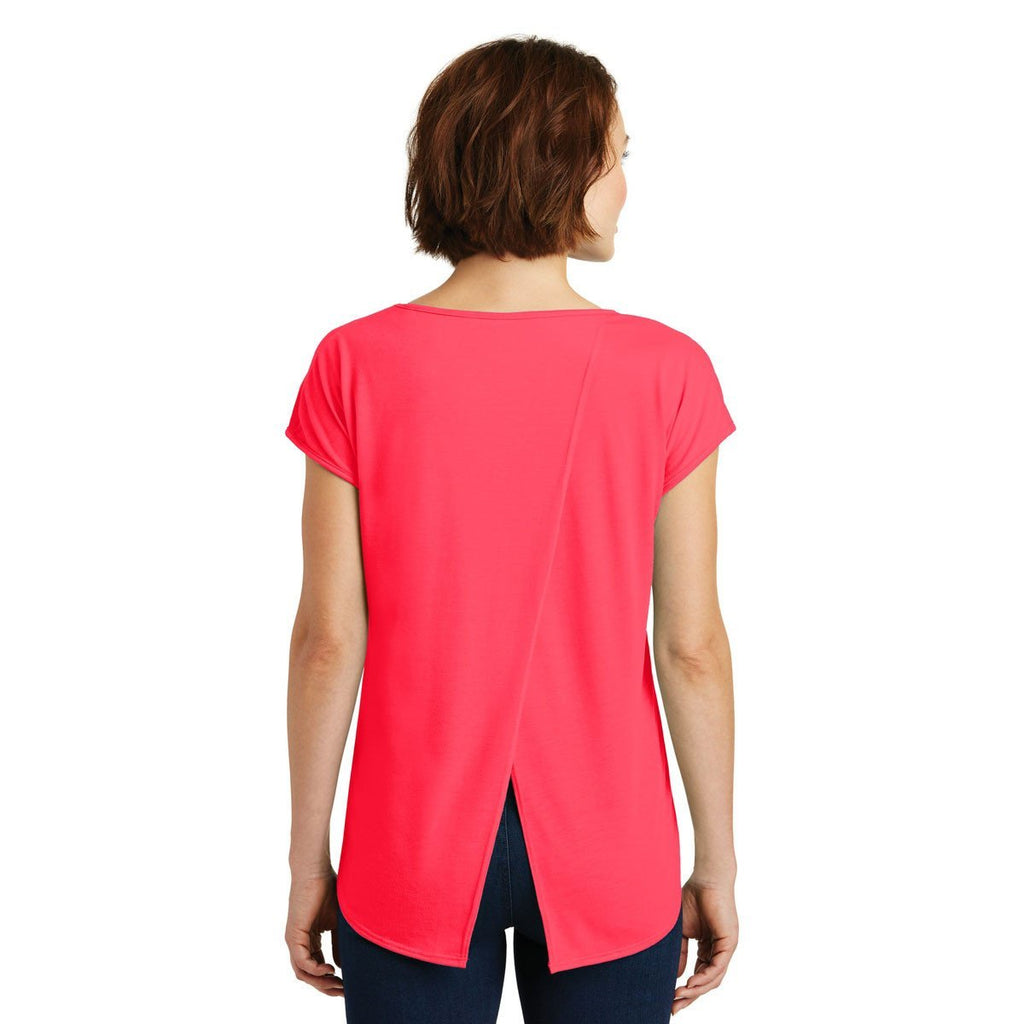 District Made Women's Hot Coral Drapey Cross-Back Tee