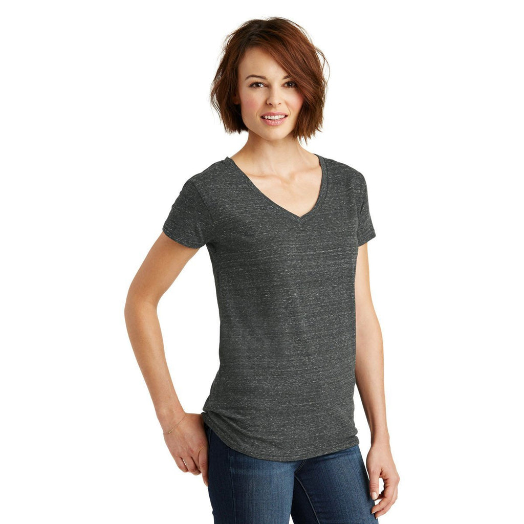 District Made Women's Black/Grey Cosmic Relaxed V-Neck Tee