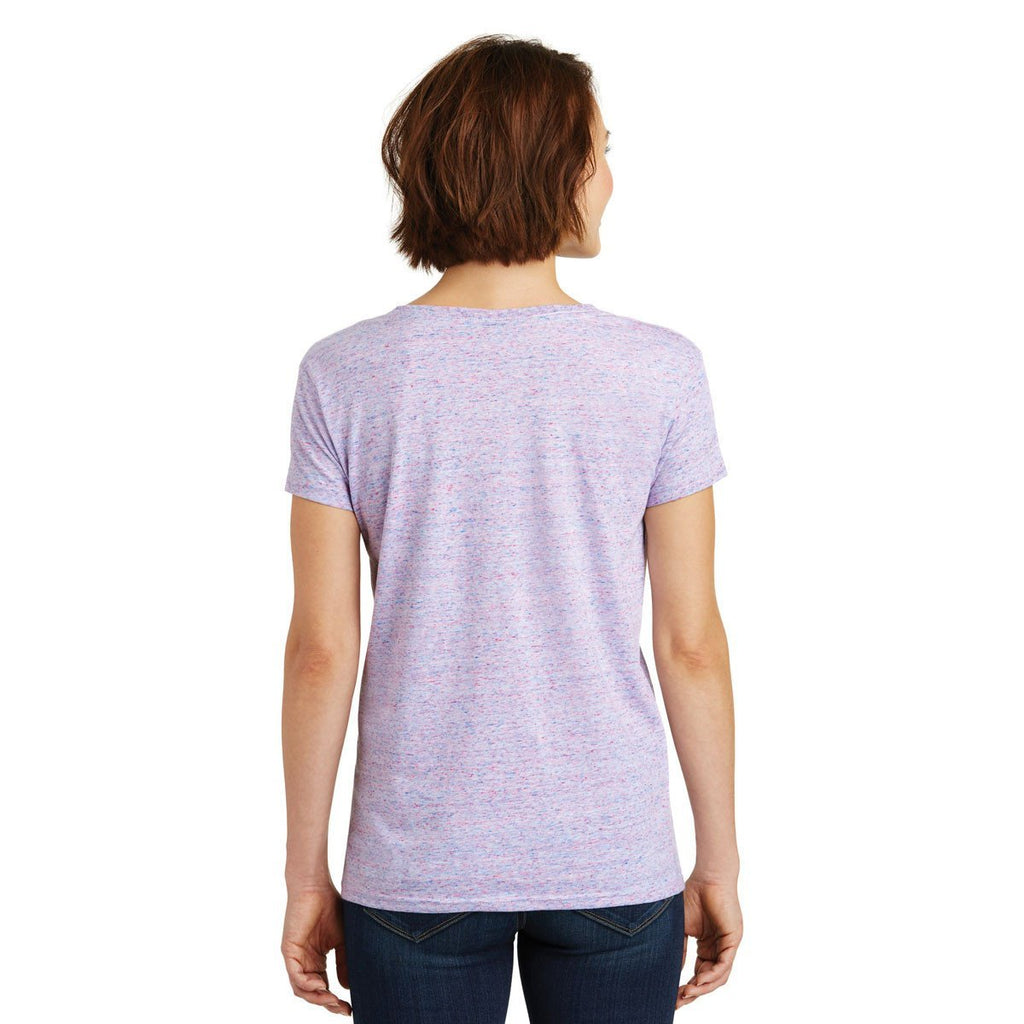 District Made Women's White/Pink Cosmic Relaxed V-Neck Tee
