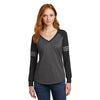 District Made Women's Heathered Charcoal/Black/Silver Game Long Sleeve V-Neck Tee