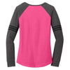 District Made Women's Heathered Dark Fuchsia/Heathered Charcoal/Black Game Long Sleeve V-Neck Tee