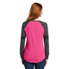 District Made Women's Heathered Dark Fuchsia/Heathered Charcoal/Black Game Long Sleeve V-Neck Tee