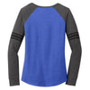 District Made Women's Heathered True Royal/Heathered Charcoal/Black Game Long Sleeve V-Neck Tee