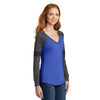 District Made Women's Heathered True Royal/Heathered Charcoal/Black Game Long Sleeve V-Neck Tee