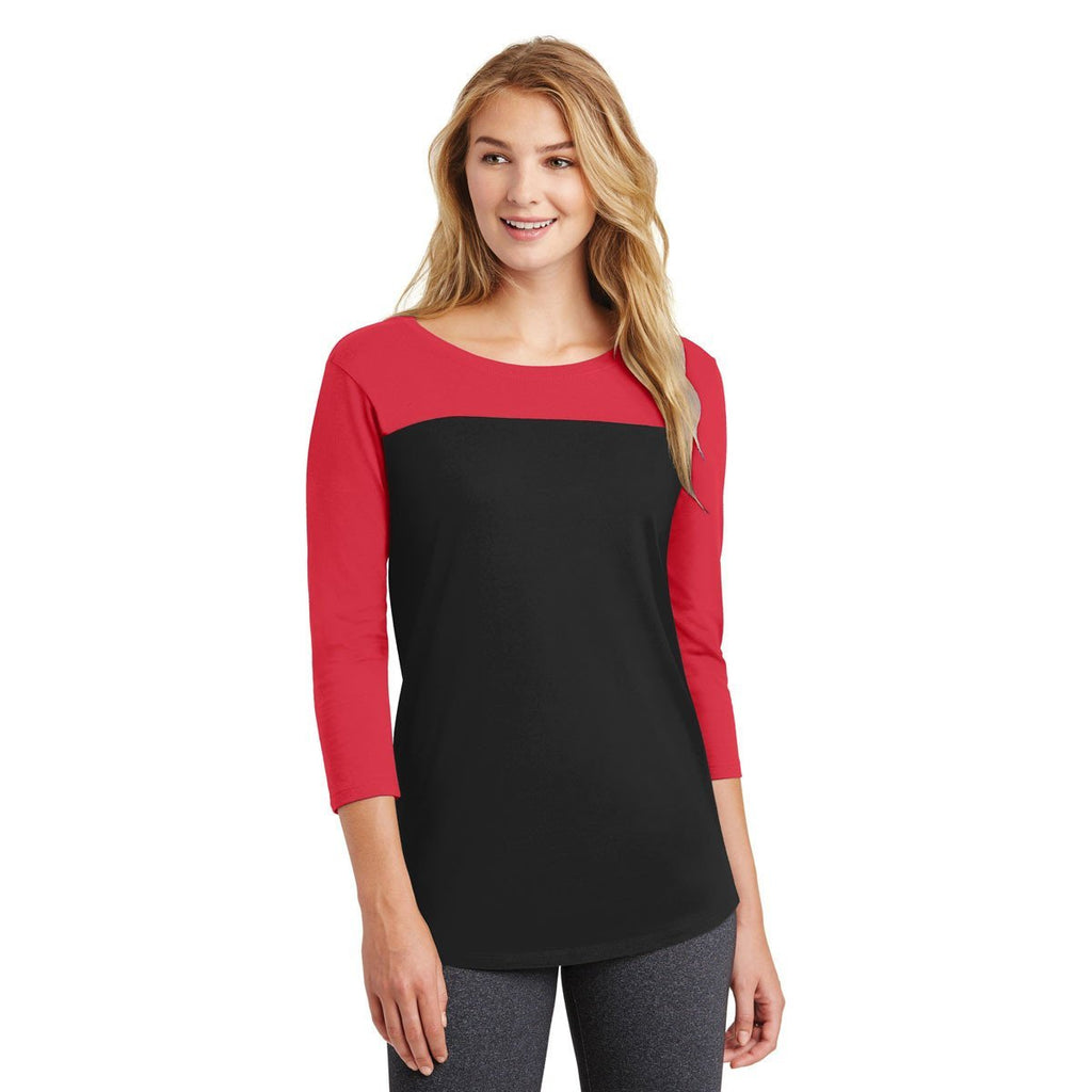 District Women's New Red/Black Rally 3/4-Sleeve Tee