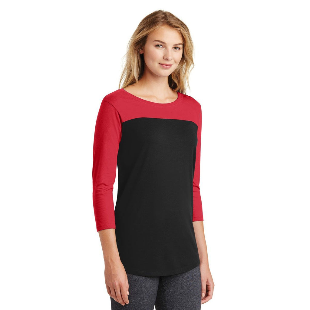 District Women's New Red/Black Rally 3/4-Sleeve Tee