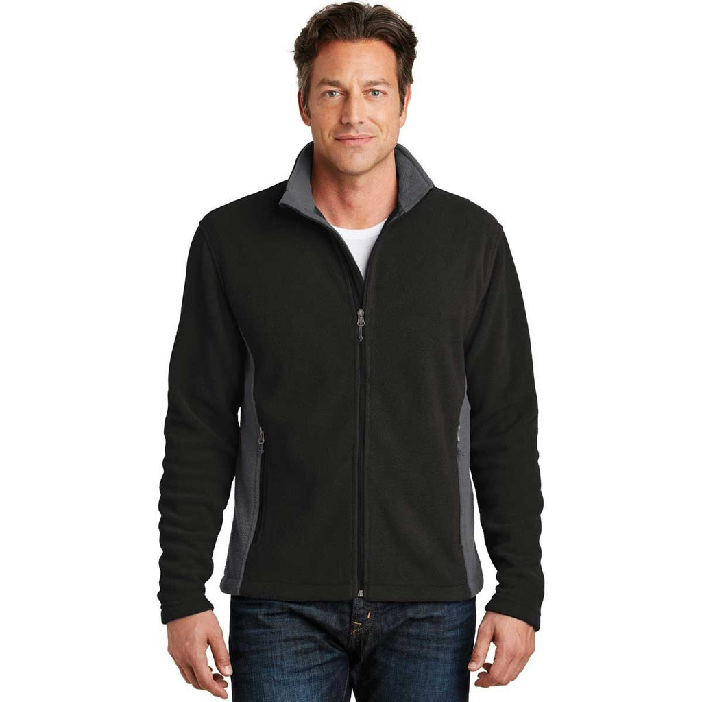 Port Authority Men's Black/Battleship Grey Colorblock Value Fleece Jacket