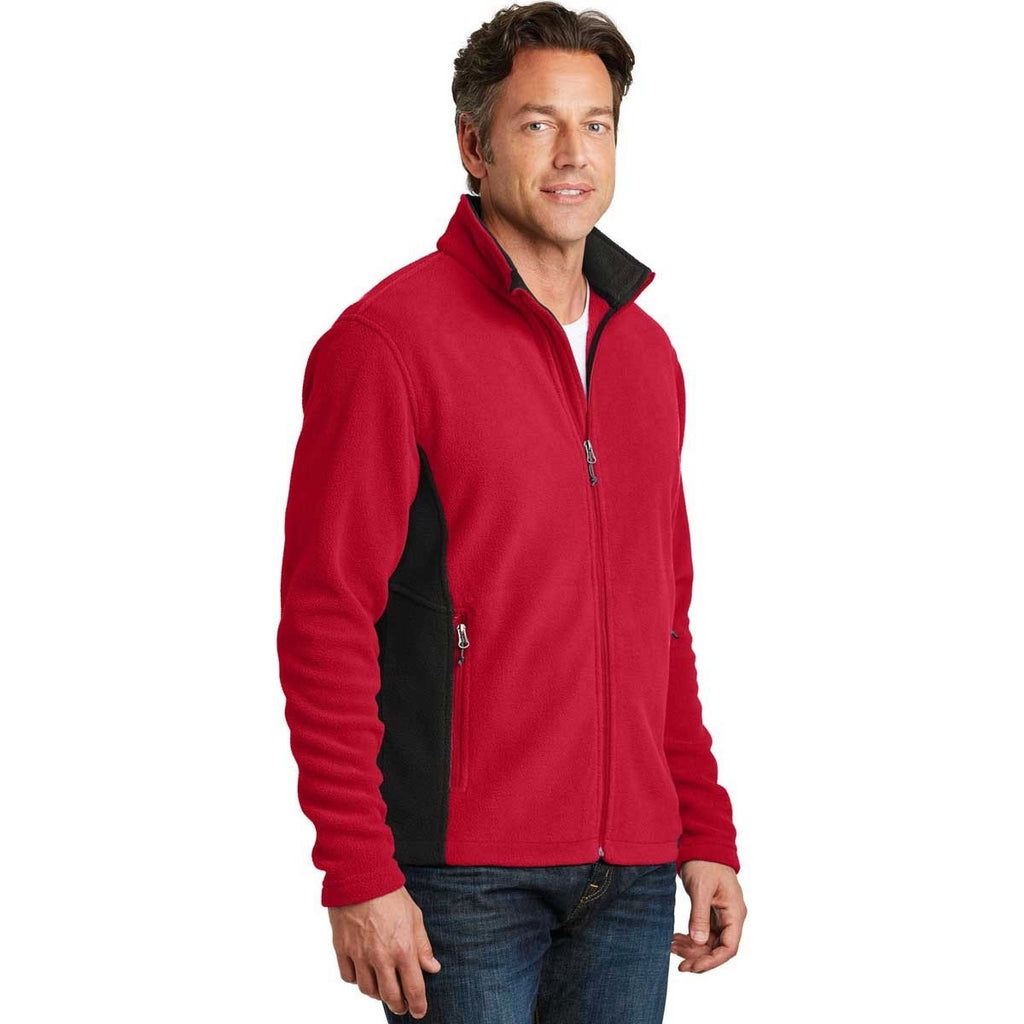 Port Authority Men's Rich Red/Black Colorblock Value Fleece Jacket