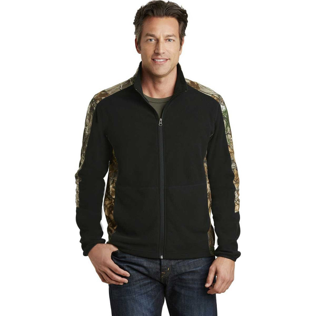 Port Authority Men's Black/Realtree Xtra Camouflage Microfleece Full-Zip Jacket