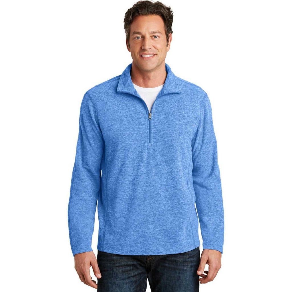 Port Authority Men's Light Royal Heather Microfleece 1/2-Zip Pullover