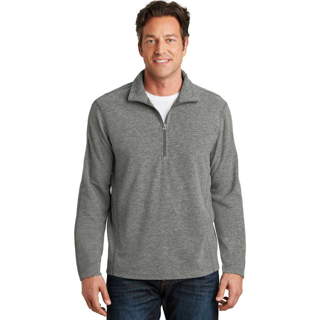 Port Authority Men's Pearl Grey Heather Microfleece 1/2-Zip Pullover