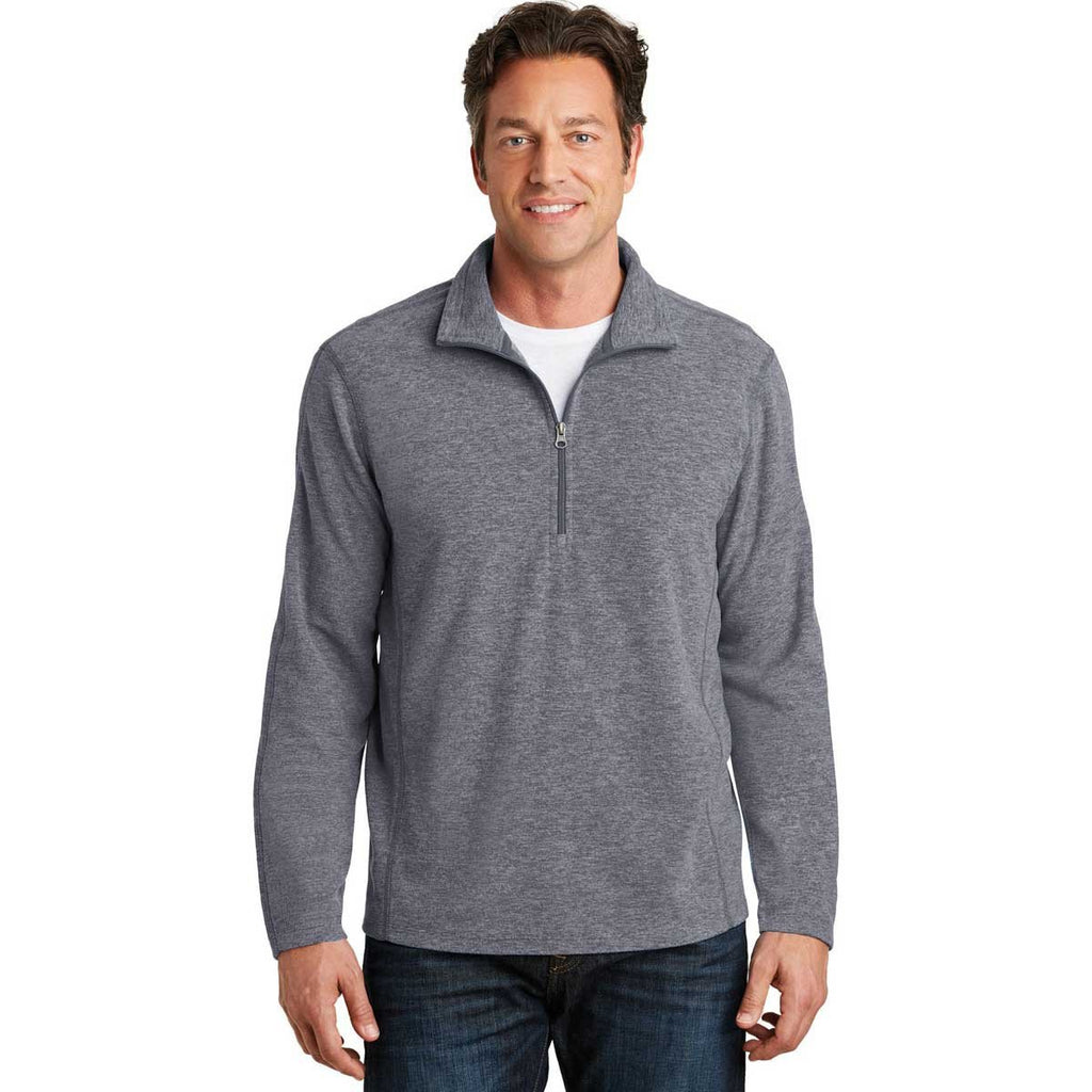 Port Authority Men's True Navy Heather Microfleece 1/2-Zip Pullover