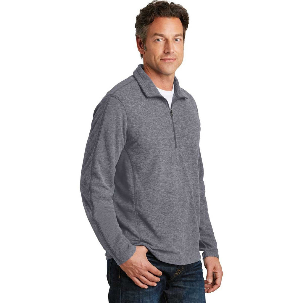 Port Authority Men's True Navy Heather Microfleece 1/2-Zip Pullover