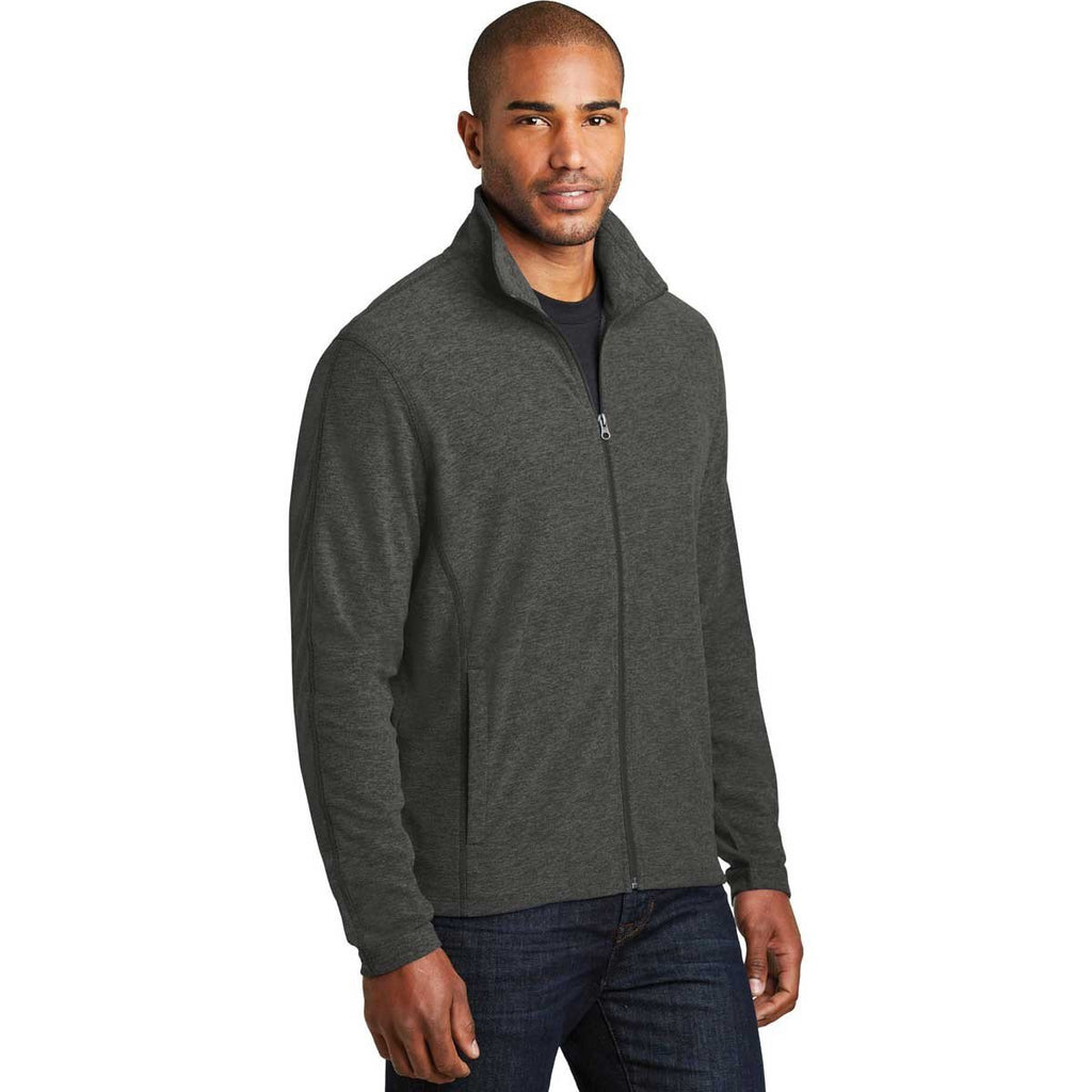 Port Authority Men's Black Charcoal Heather Microfleece Full-Zip Jacket