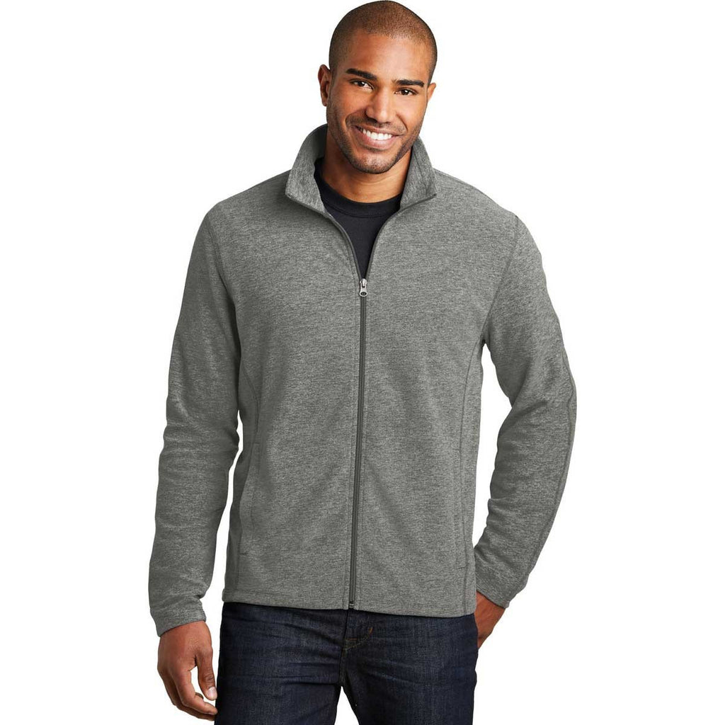 Port Authority Men's Pearl Grey Heather Microfleece Full-Zip Jacket