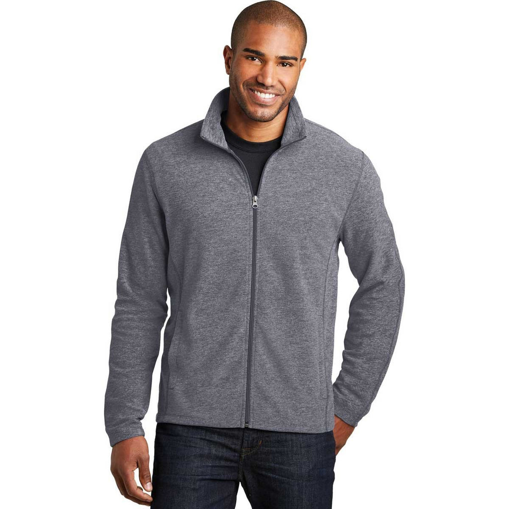 Port Authority Men's True Navy Heather Microfleece Full-Zip Jacket