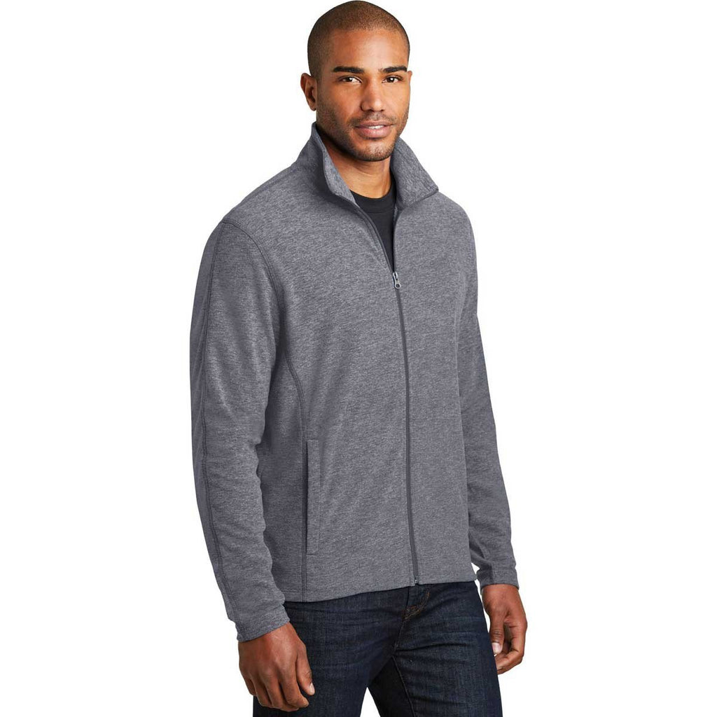 Port Authority Men's True Navy Heather Microfleece Full-Zip Jacket