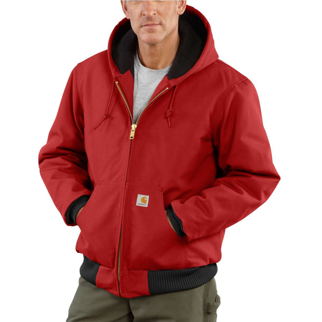 Carhartt Men's Red Quilted Flannel Lined Duck Active Jacket