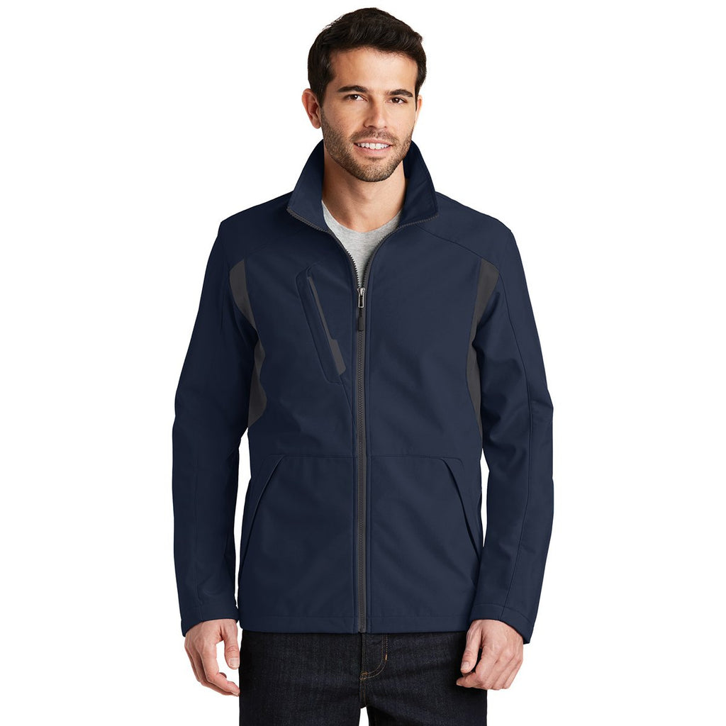 Port Authority Men's Dress Blue Navy/Battleship Grey Back-Block Soft Shell Jacket