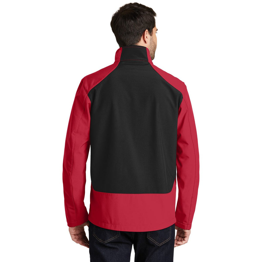 Port Authority Men's Rich Red/Black Back-Block Soft Shell Jacket