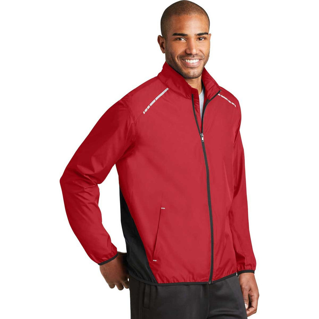 Port Authority Men's Rich Red/Deep Black Zephyr Reflective Hit Full-Zip Jacket