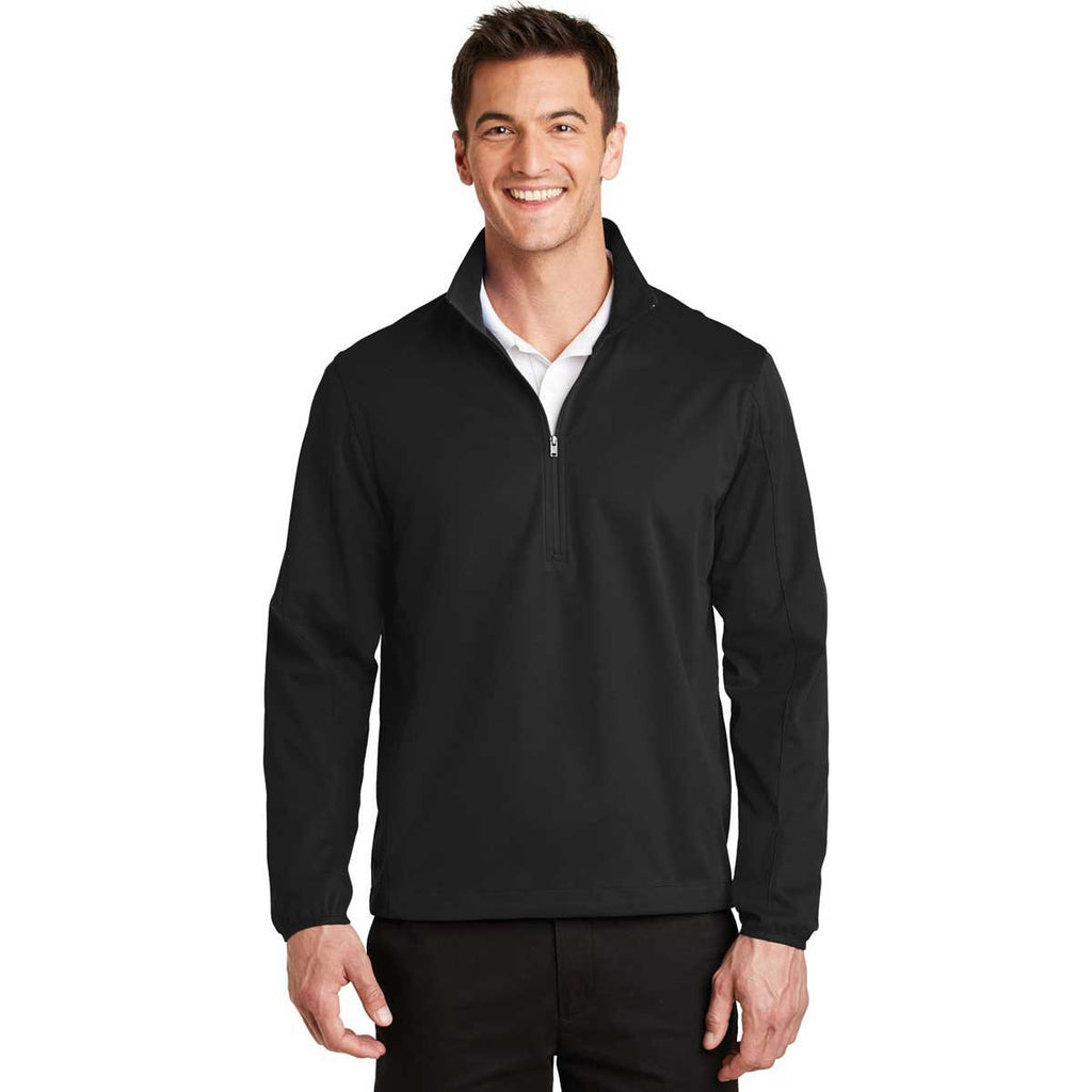 Port Authority Men's Deep Black Active 1/2-Zip Soft Shell Jacket