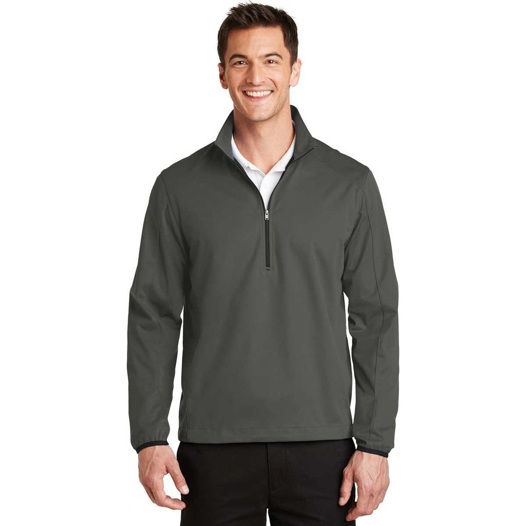 Port Authority Men's Grey Steel Active 1/2-Zip Soft Shell Jacket