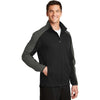Port Authority Men's Deep Black/Grey Steel Active Colorblock Soft Shell Jacket