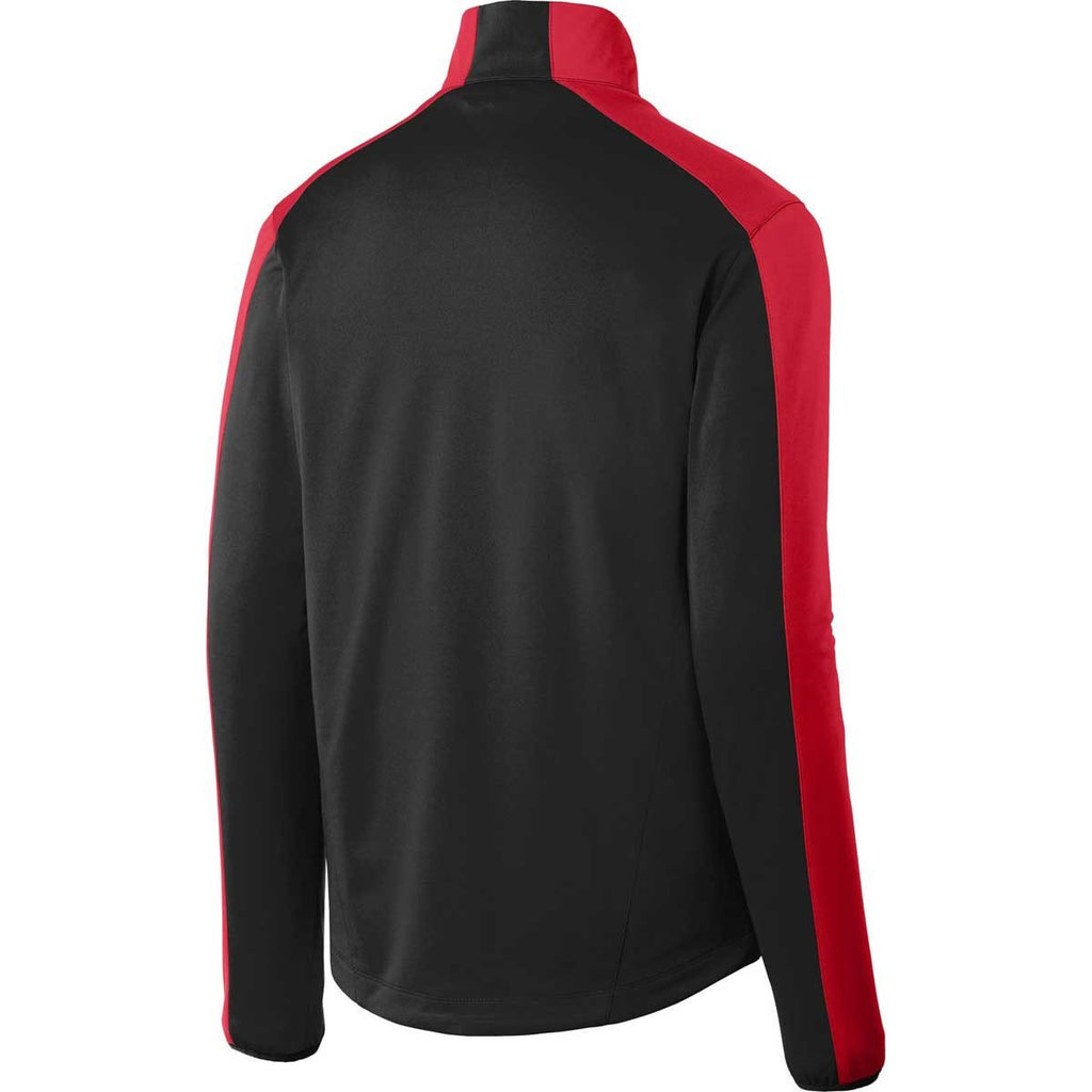Port Authority Men's Deep Black/Rich Red Active Colorblock Soft Shell Jacket