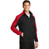 Port Authority Men's Deep Black/Rich Red Active Colorblock Soft Shell Jacket