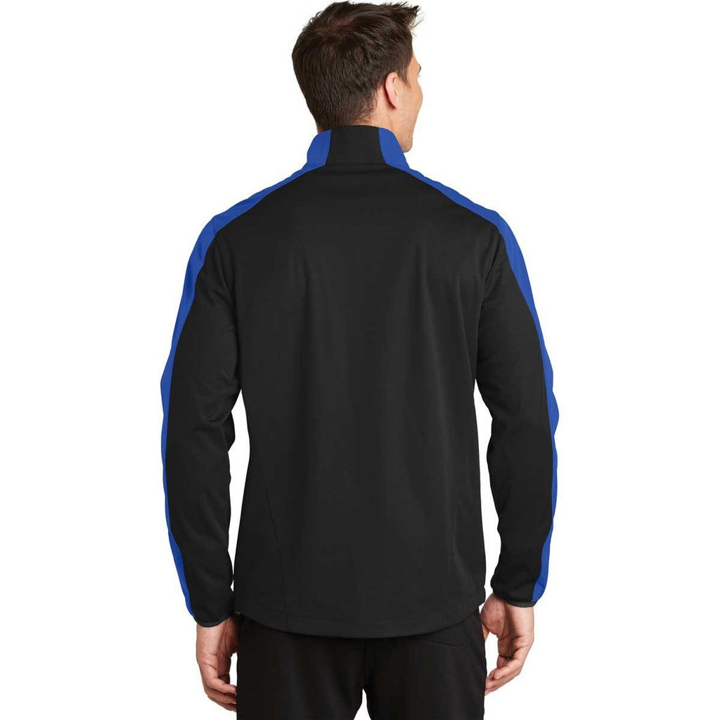 Port Authority Men's Deep Black/True Royal Active Colorblock Soft Shell Jacket