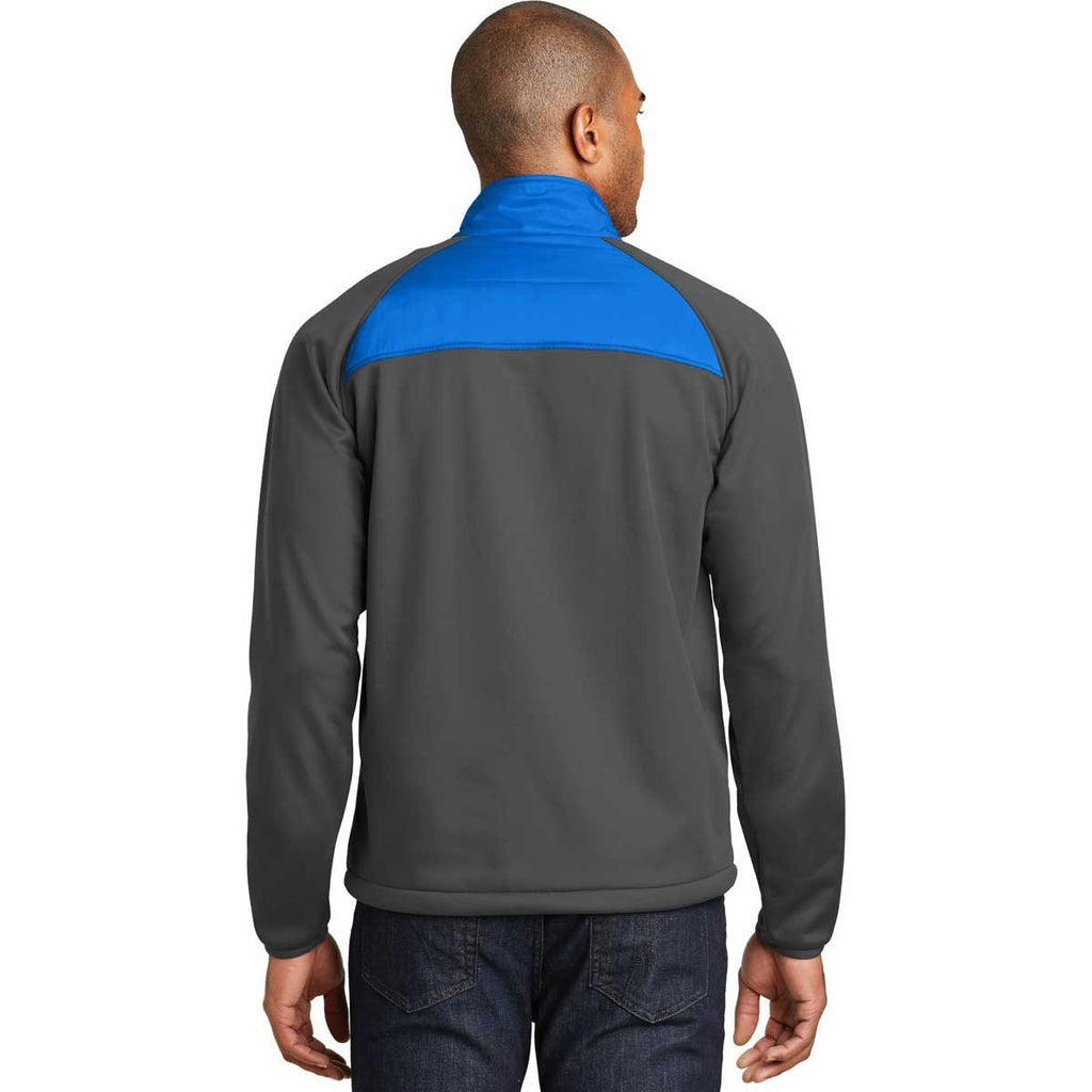Port Authority Men's Skydiver Blue/Grey Steel Hybrid Soft Shell Jacket