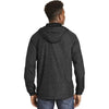 Sport-Tek Men's Black Heather/Black Colorblock Raglan Hooded Wind Jacket