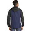 Sport-Tek Men's True Royal Heather/Black Colorblock Raglan Hooded Wind Jacket