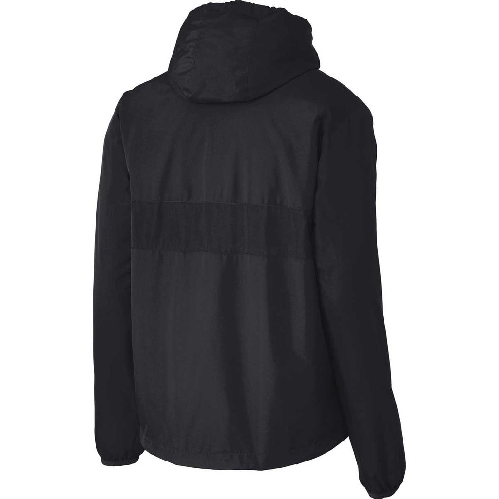 Sport-Tek Men's Black/Black Zipped Pocket Anorak