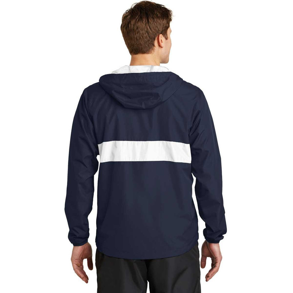 Sport-Tek Men's True Navy/White Zipped Pocket Anorak