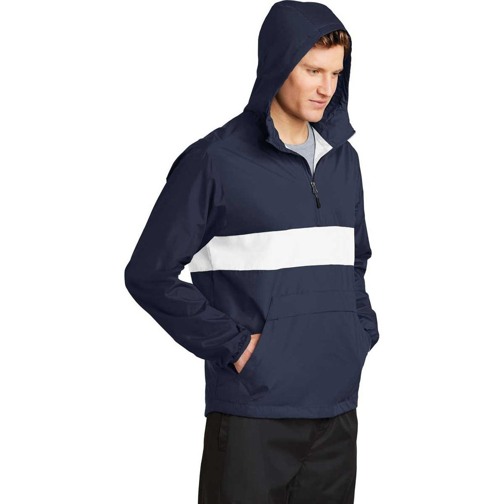 Sport-Tek Men's True Navy/White Zipped Pocket Anorak