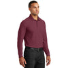 Port Authority Men's Burgundy Long Sleeve Core Classic Pique Polo