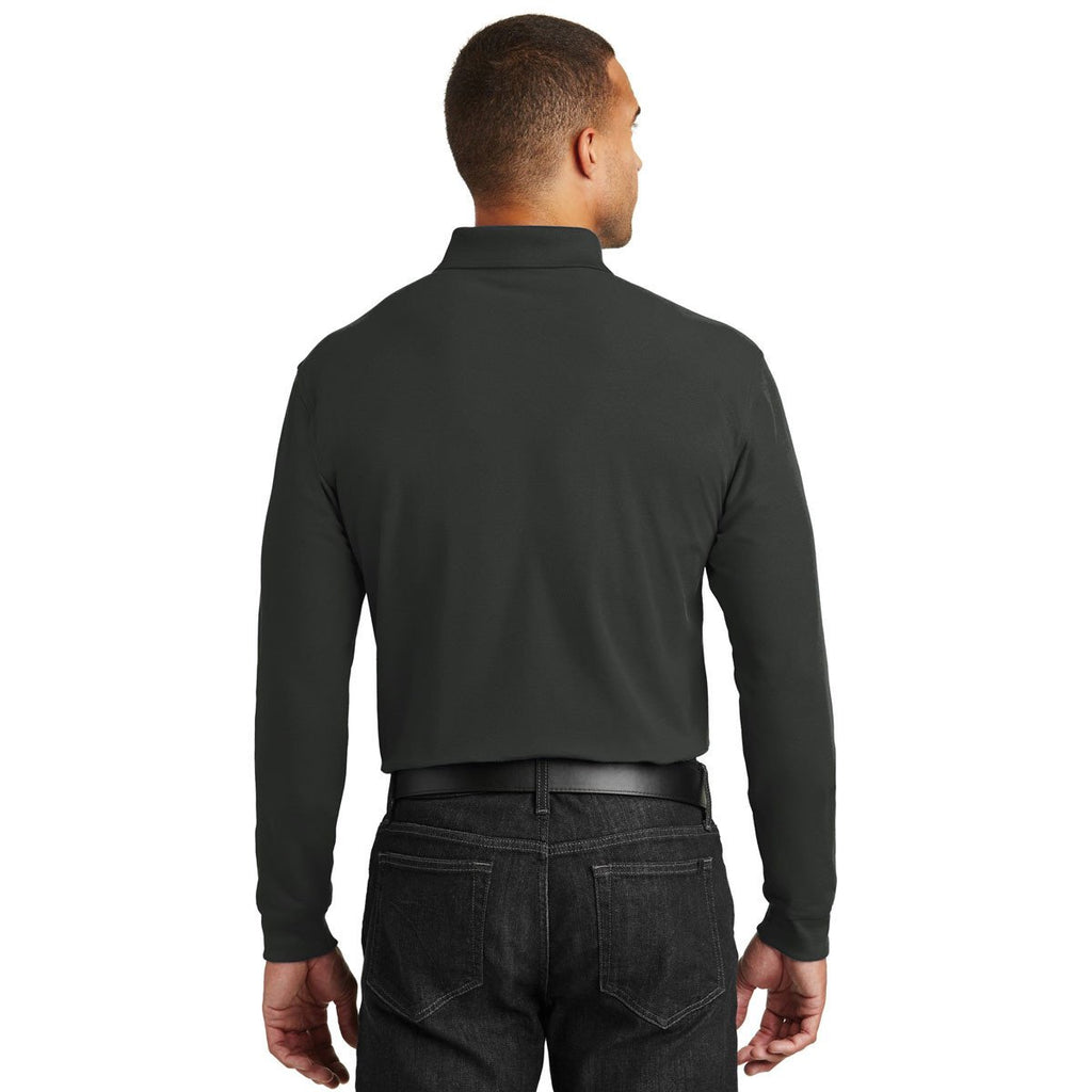 Port Authority Men's Deep Black Long Sleeve Core Classic Pique Polo