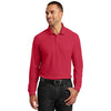 Port Authority Men's Rich Red Long Sleeve Core Classic Pique Polo