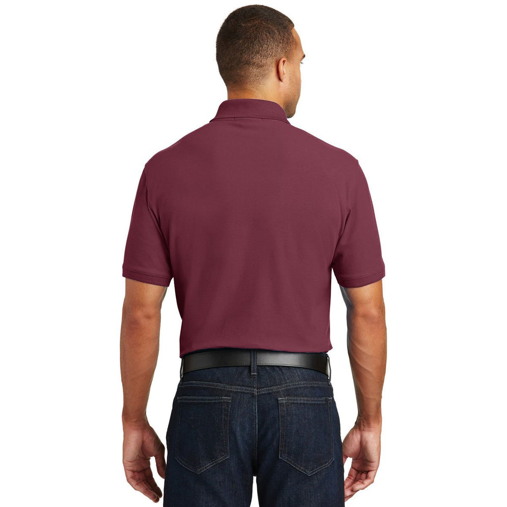 Port Authority Men's Burgundy Core Classic Pique Pocket Polo