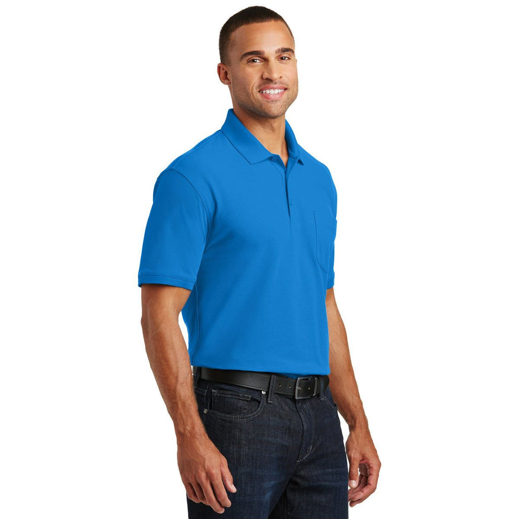 Port Authority Men's Coastal Blue Core Classic Pique Pocket Polo