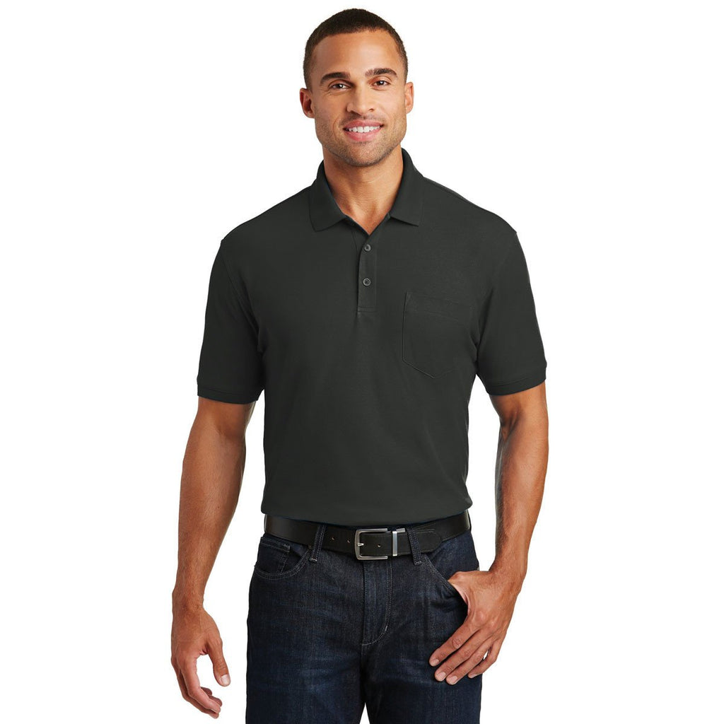 Port Authority Men's Deep Black Core Classic Pique Pocket Polo