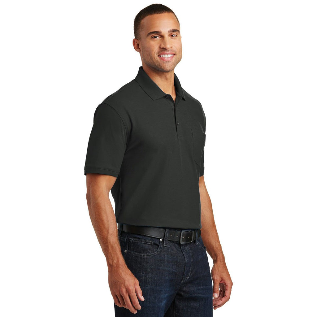 Port Authority Men's Deep Black Core Classic Pique Pocket Polo