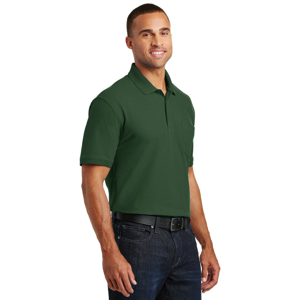 Port Authority Men's Deep Forest Green Core Classic Pique Pocket Polo