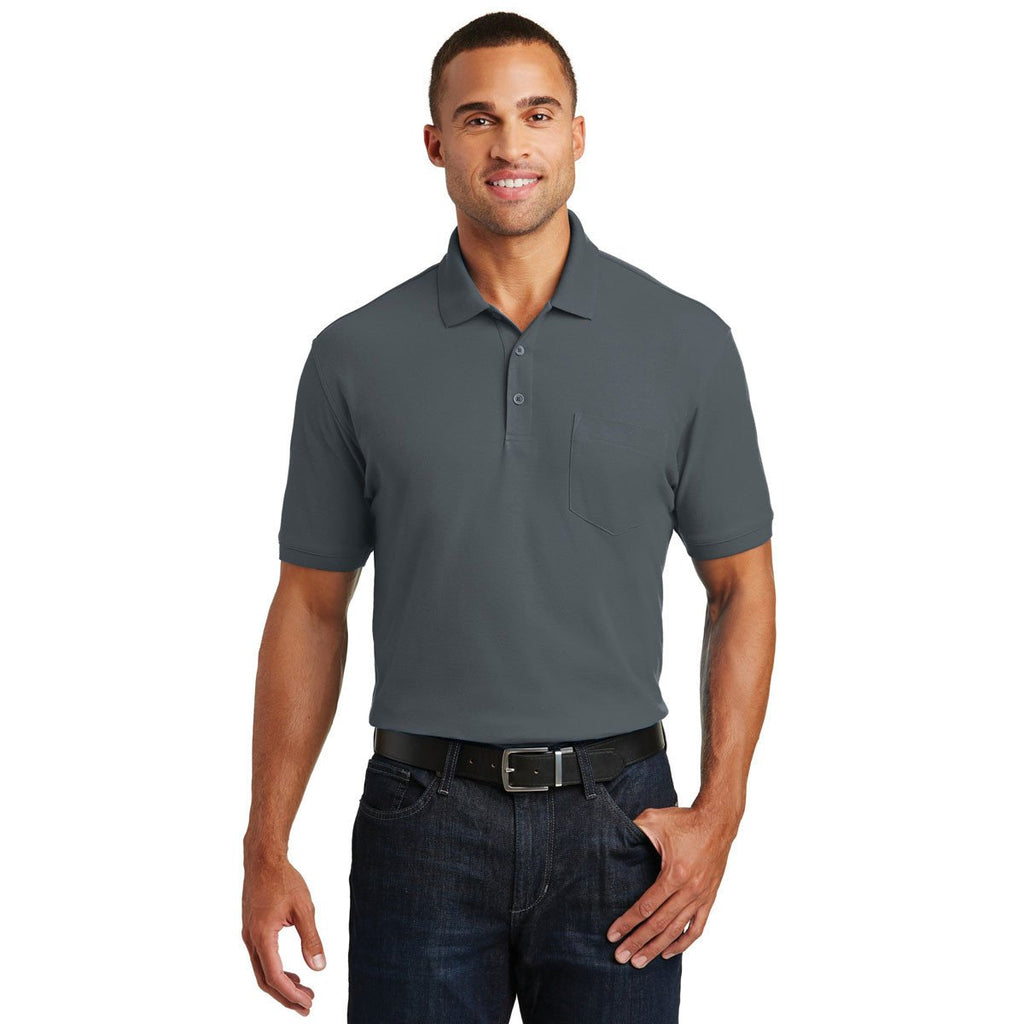 Port Authority Men's Graphite Core Classic Pique Pocket Polo