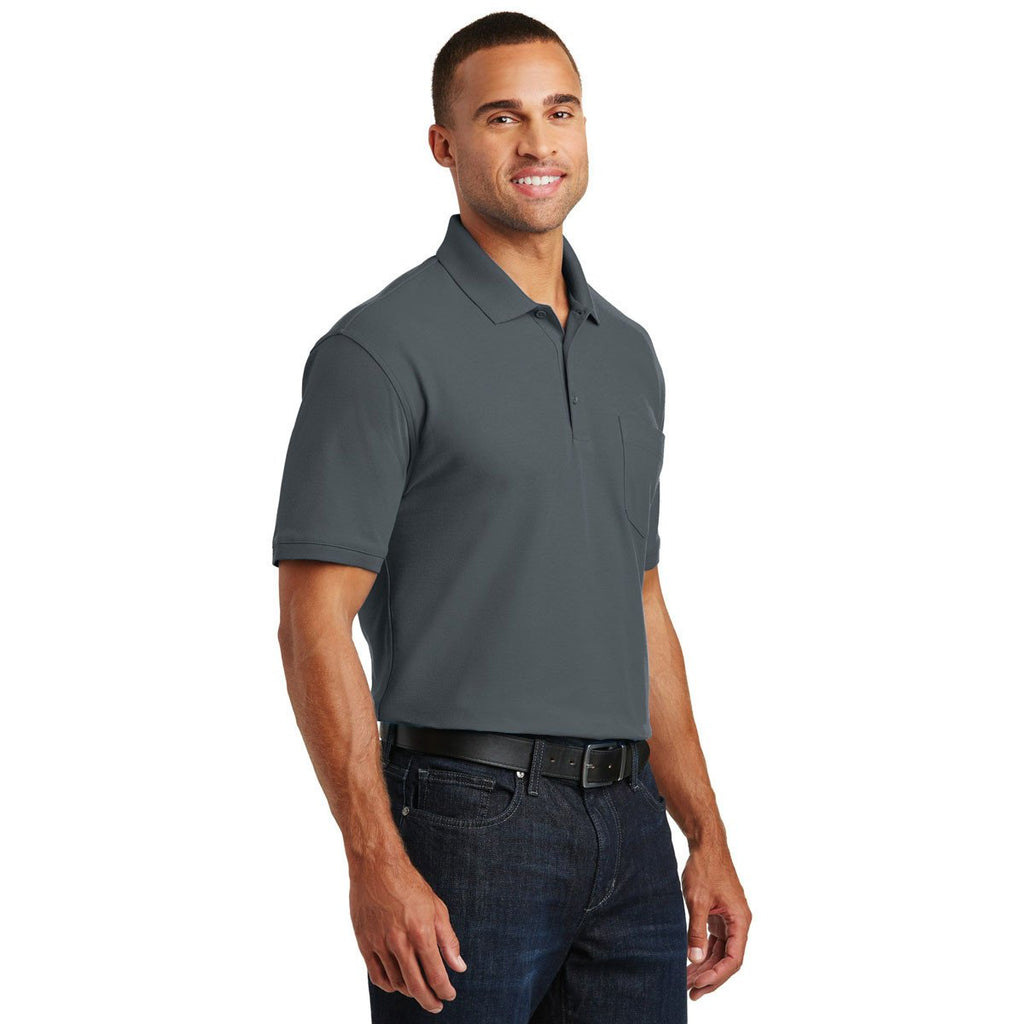 Port Authority Men's Graphite Core Classic Pique Pocket Polo