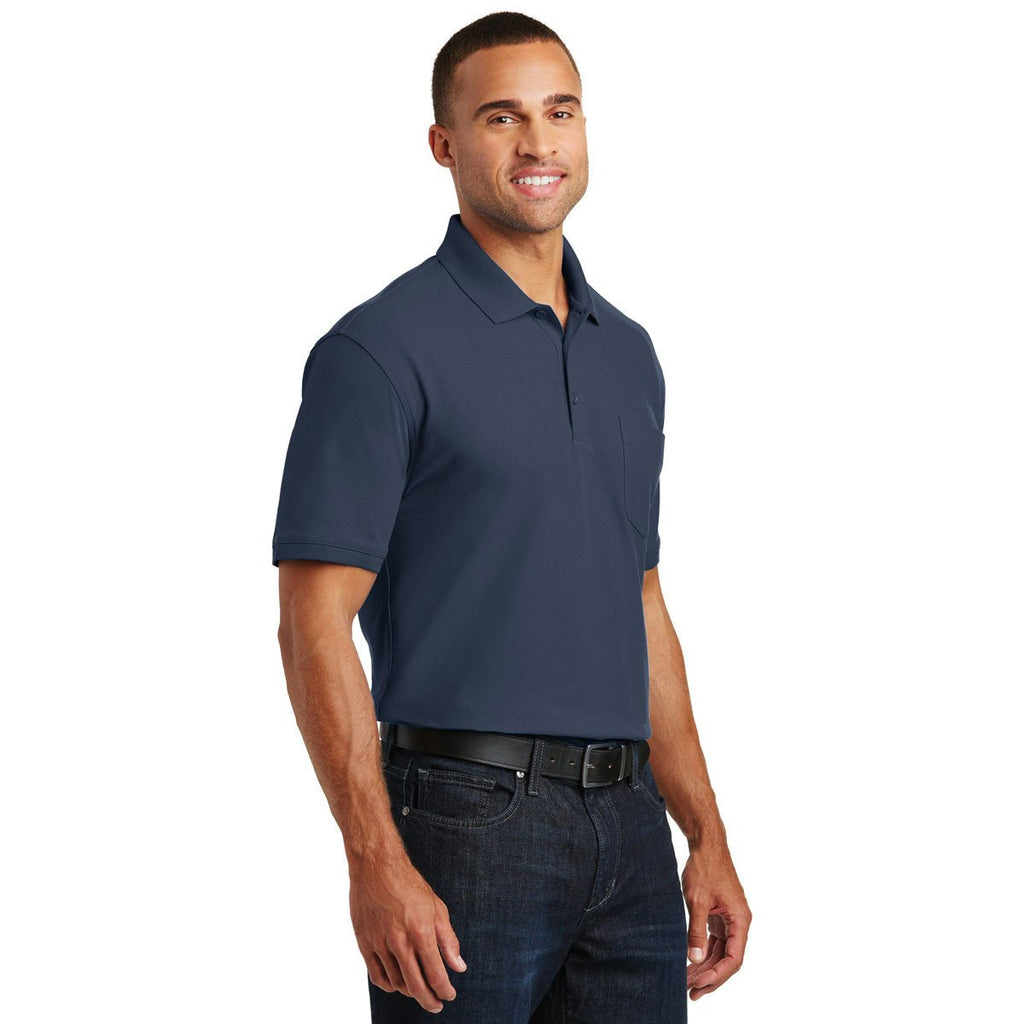 Port Authority Men's River Blue Navy Core Classic Pique Pocket Polo